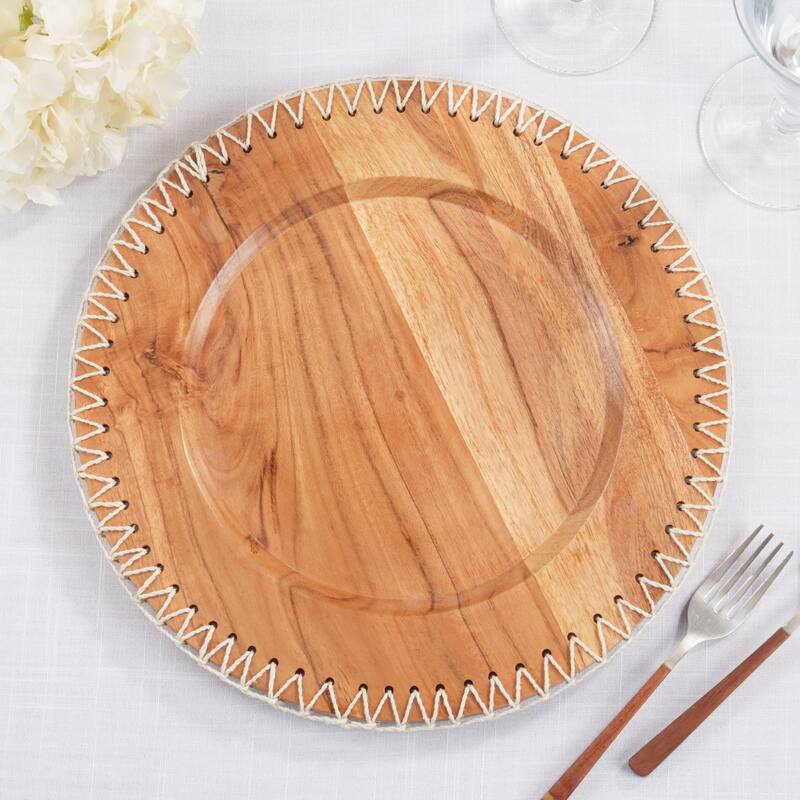 Rustic Stitched Edge Wood Charger (Set of 4)