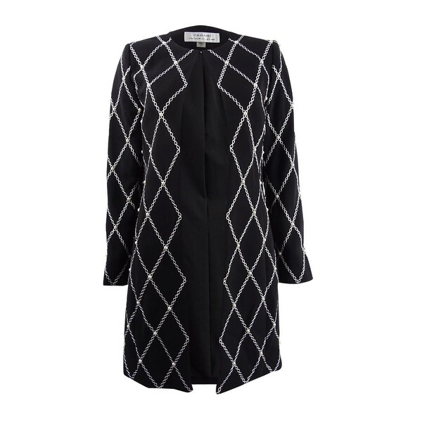 Tahari ASL Women's Embroidered & Embellished Topper Jacket - Black/White. Opens flyout.