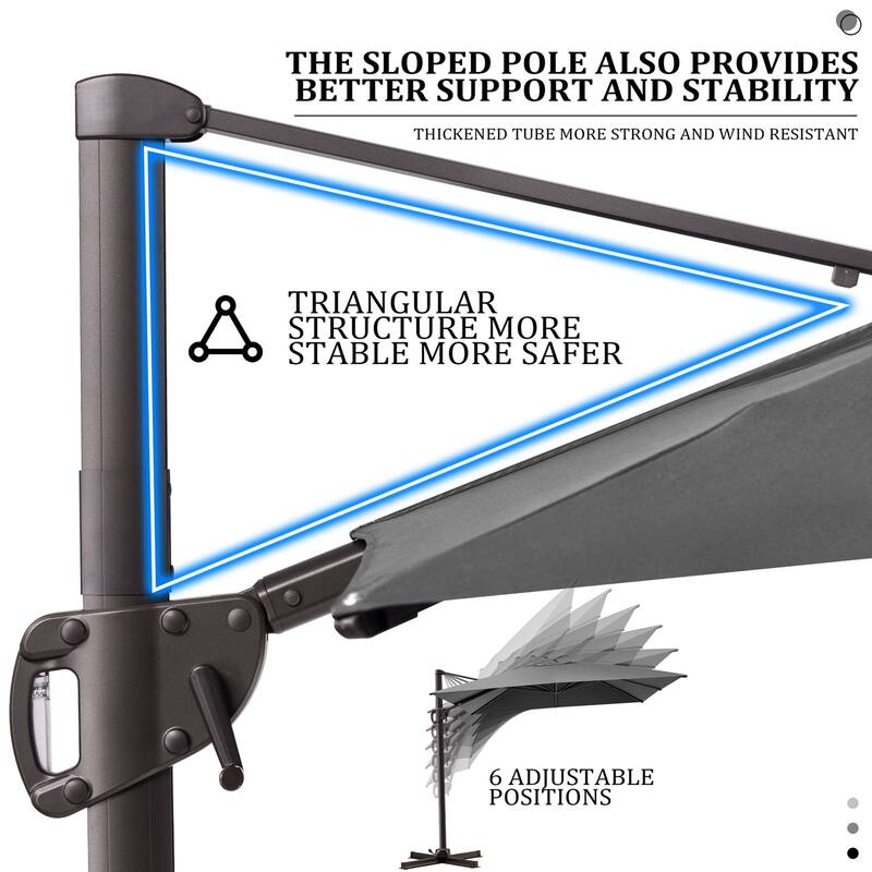 Outdoor Patio Umbrella 9 FT x 11 FT Cantilever-Offset Umbrella with No Base