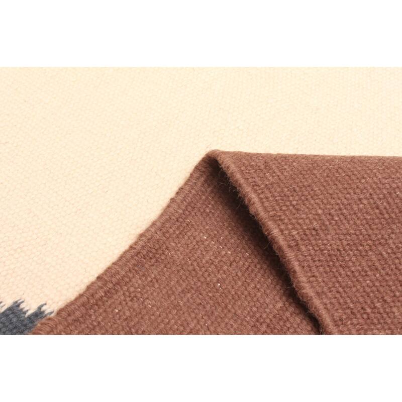 ECARPETGALLERY Flat-Weave Ankara FW Cream Wool Kilim - 3'11 x 5'10