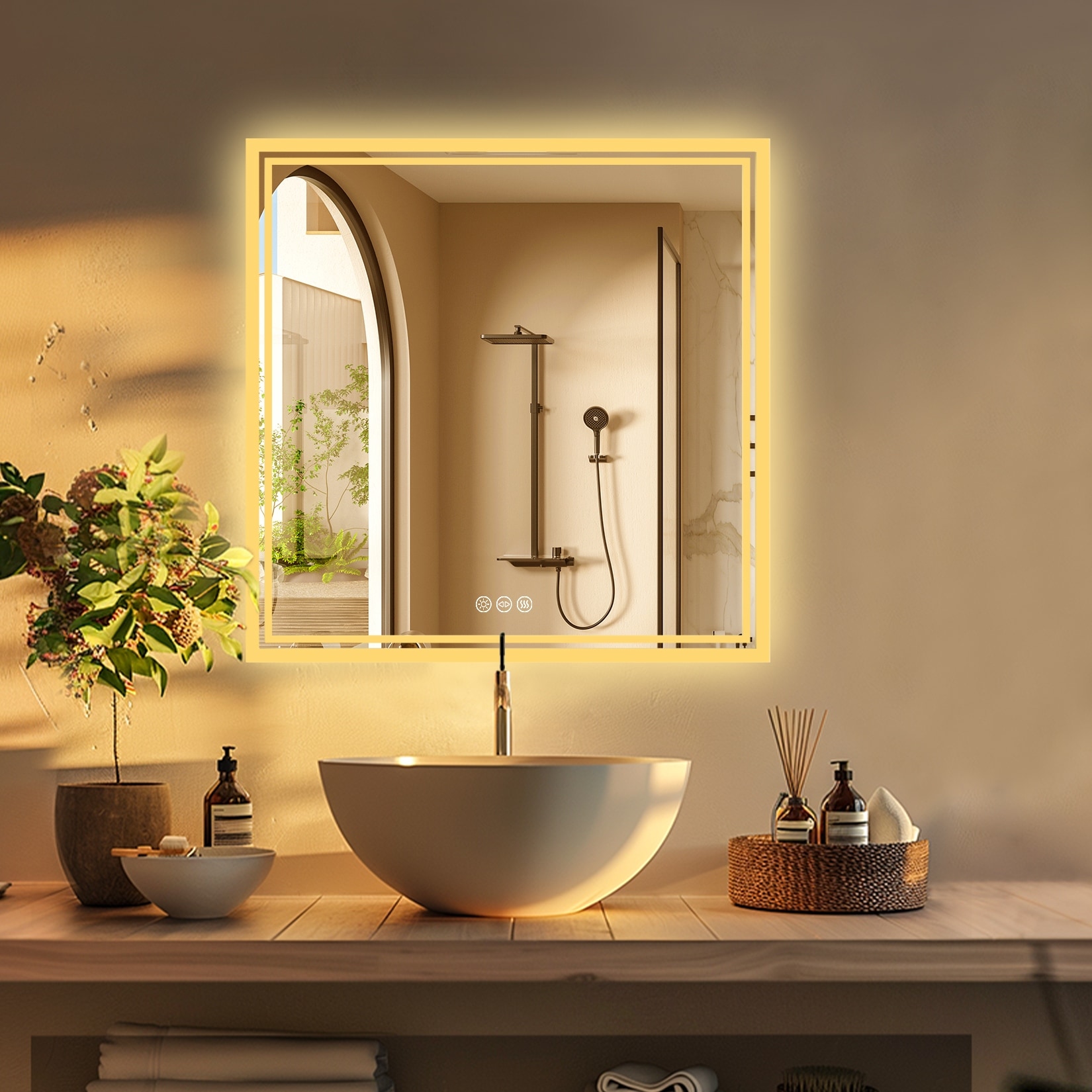 Square led bathroom mirror on sale