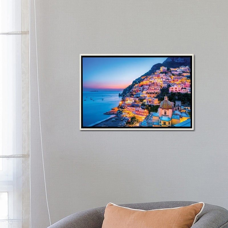 "Positano, Church Santa Maria Assunta Sunset " by Susanne Kremer Framed