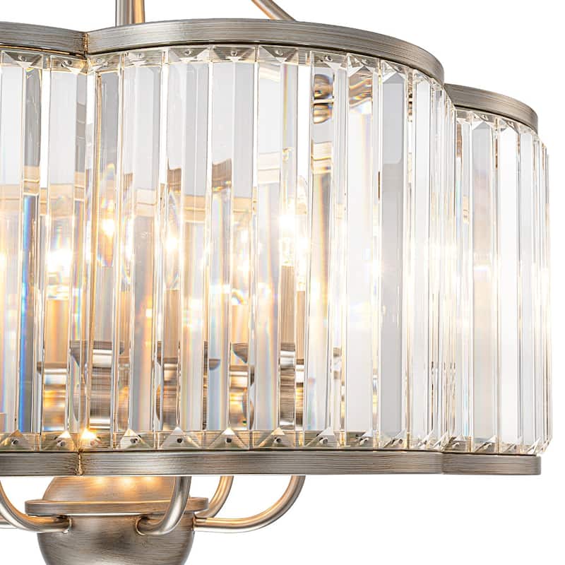 6-Light Glam Distressed Silver Crystal Accented Round Lantern Pendant - 21.7 Inches