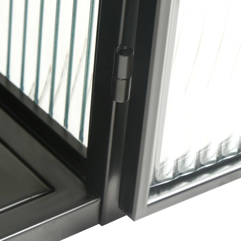 Anmytek Modern Black Glass Wall Cabinet 3-Tier Storage for Bathroom & Living Room