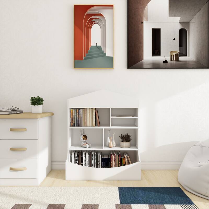 Children's MultiFunctional 7 Shelf Bookcase with Storage Display Rack Organizer