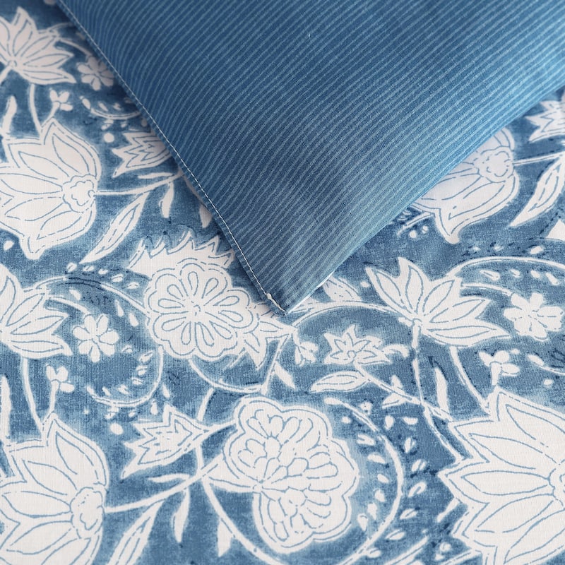 Nautica Bayport Floral Cotton Reversible Beige Comforter Set