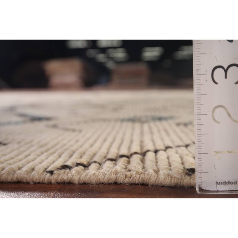 Geometric Ivory Moroccan Area Rug Handmade Wool Carpet - 5'9"x 9'6"