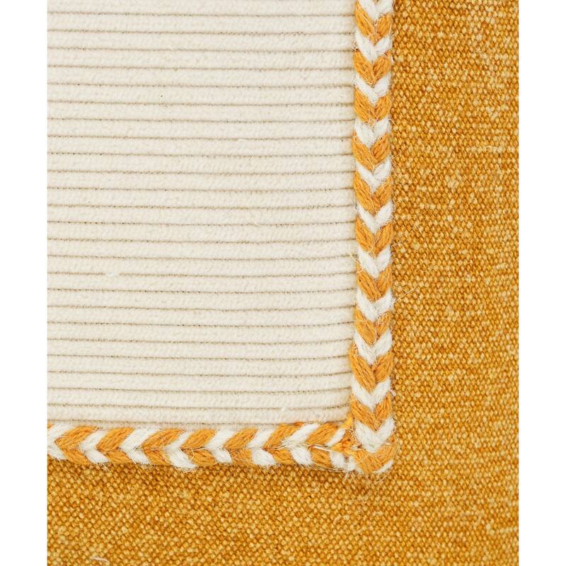 20" Yellow and Cream Framed Square Throw Pillow