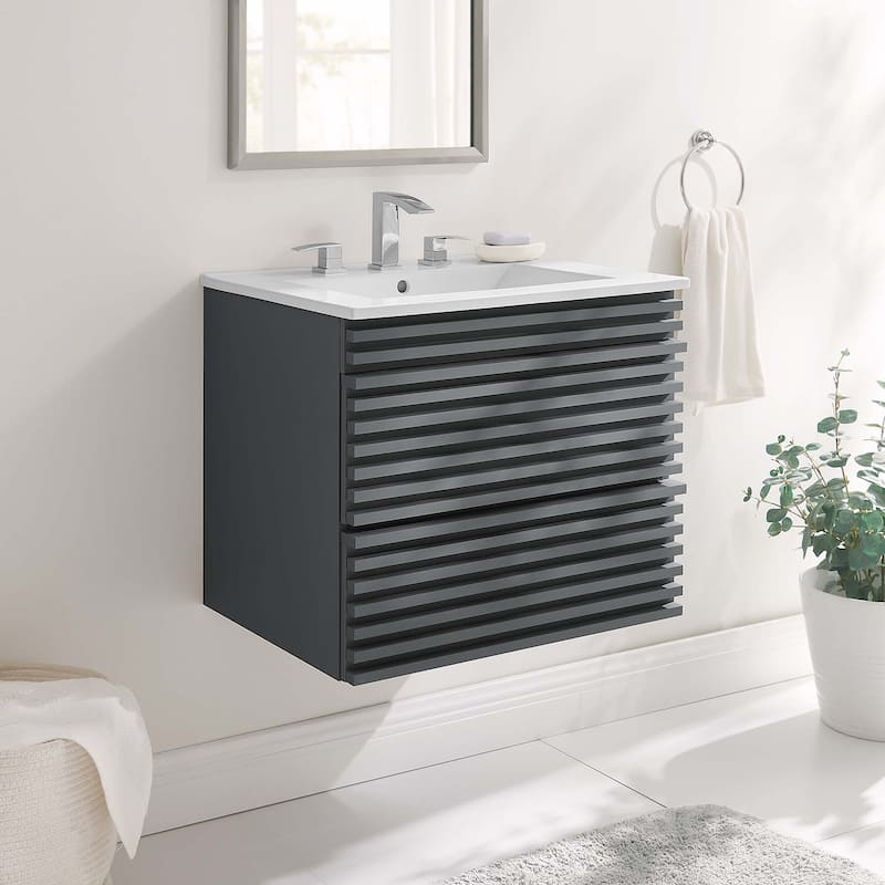 Render 24" Wall-Mount Bathroom Vanity - Gray White