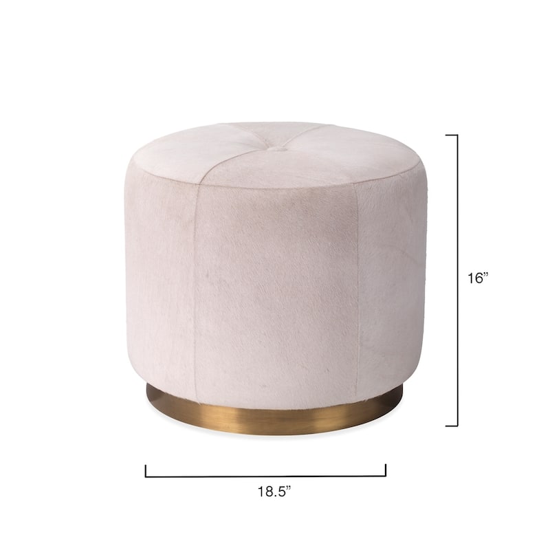 Jamie Young Thackery Hide On Roud Pouf, Small