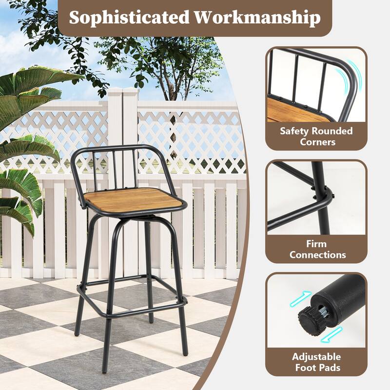Gymax 27.5'' Heavy-duty Metal Frame Bar Height Chairs w/ Footrest &