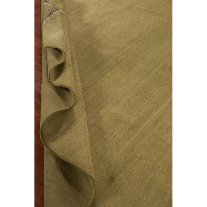 Hand Knotted Oriental 100% Wool Carpet Modern Solid Green Gabbeh Area Rug - 14' 0'' X 9' 11''