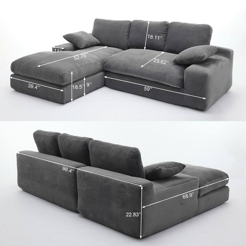98.40" Corduroy L-Shaped Sofa