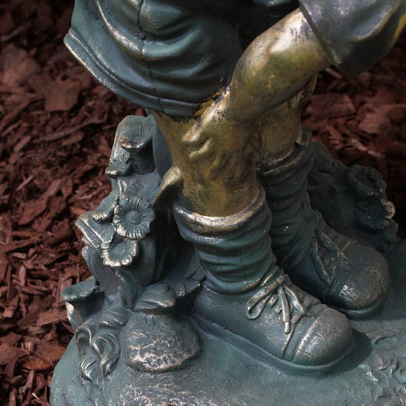 Girl Jumping Over Boy Statue
