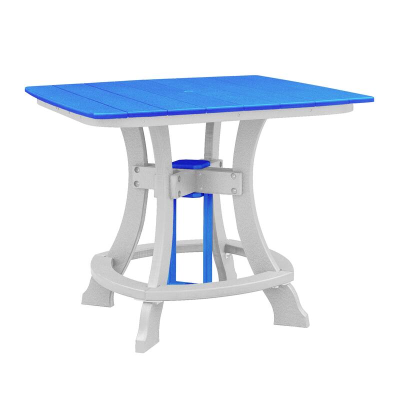 OS Home and Office Five Piece Square Counter Height Dining Set in Blue on a White Base