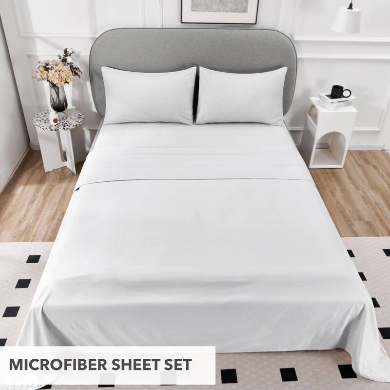 Deconovo 4-Piece Ultra-Soft Bed Sheet Set, 1800 Thread Count, Deep Pockets