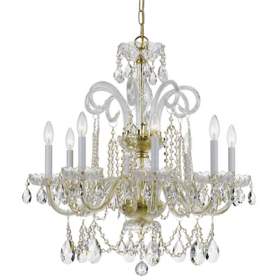 Traditional Crystal 8 Light Spectra Crystal Brass Chandelier - 27'' W x 27'' H