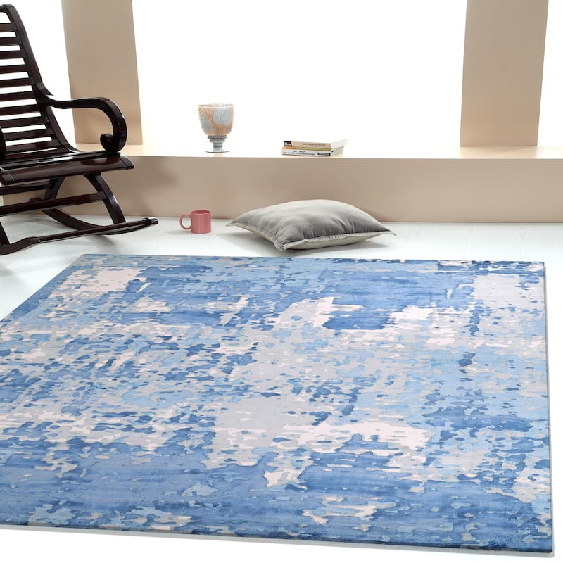 Handwoven Smoke Blue Rug - 8 ' X 10 ' Rectangle