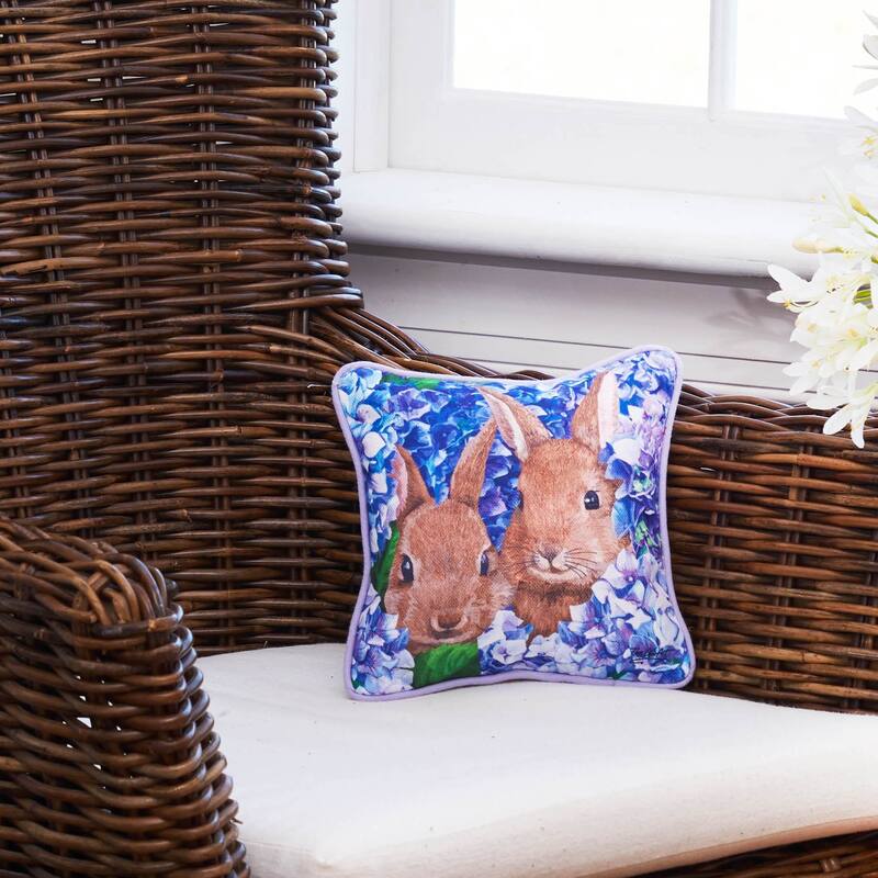 Bunnies in Hydrangesas Pillow
