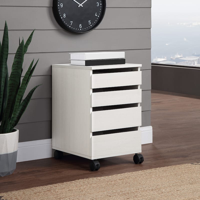 Holly Mobile Storage Cart - White Oak Finish