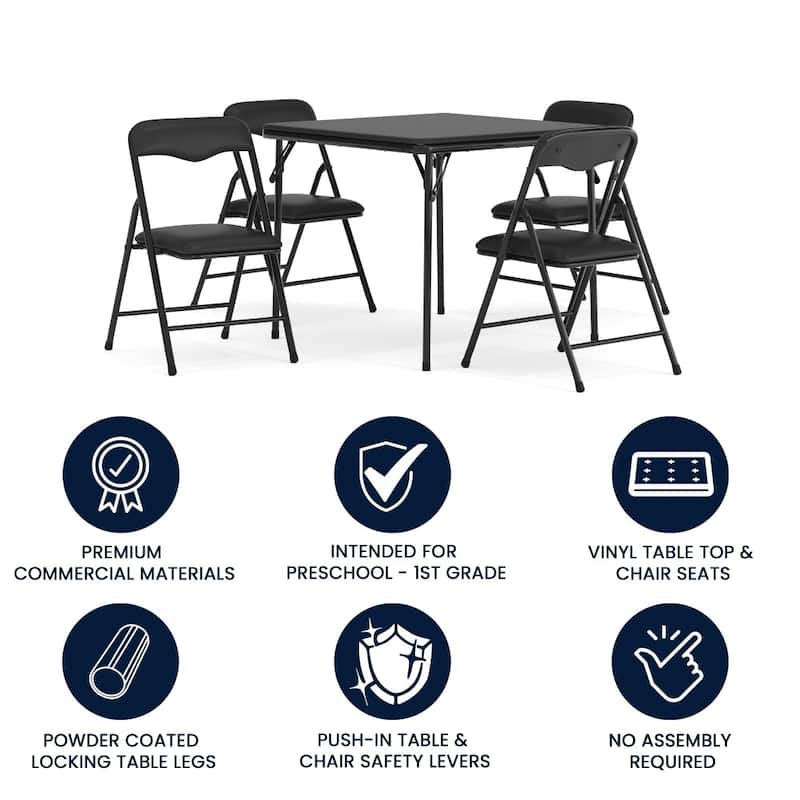 Kids 5-Piece Classroom Folding Table and Chairs Set