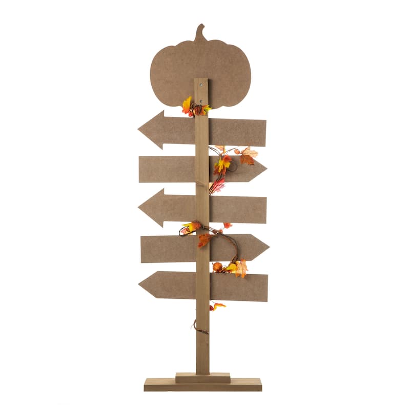 Glitzhome 42.5"H Fall Standing Wooden Pumpkin Patch Porch Sign