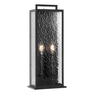 19.25" 2-Light Outdoor Wall Light Dusk to Dawn Outside Wall Lantern - Large
