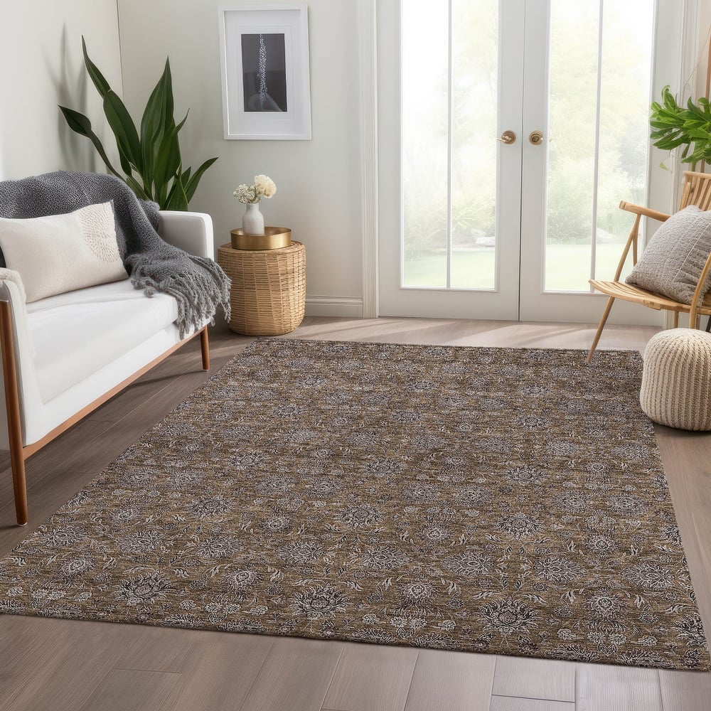 Machine Washable Indoor/ Outdoor Chantille Traditional Floral Rug
