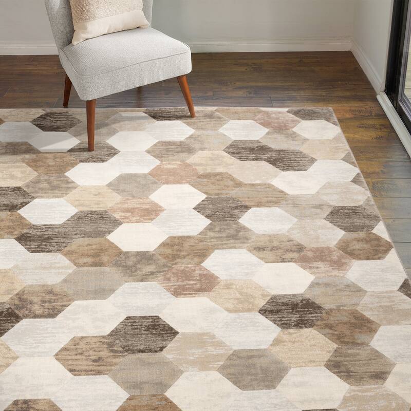 Gertmenian Blayne Polypropylene Modern Designer Geometric Floral Area Rug Collection