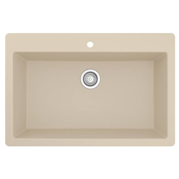 slide 2 of 51, Karran Top Mount 33 in. Large Single Bowl Quartz Kitchen Sink Bisque