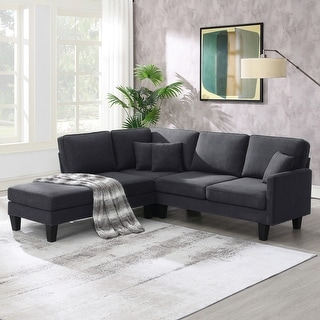L-Shape Sectional Sofa With Chaise Lounge And 3 Pillow - Bed Bath ...