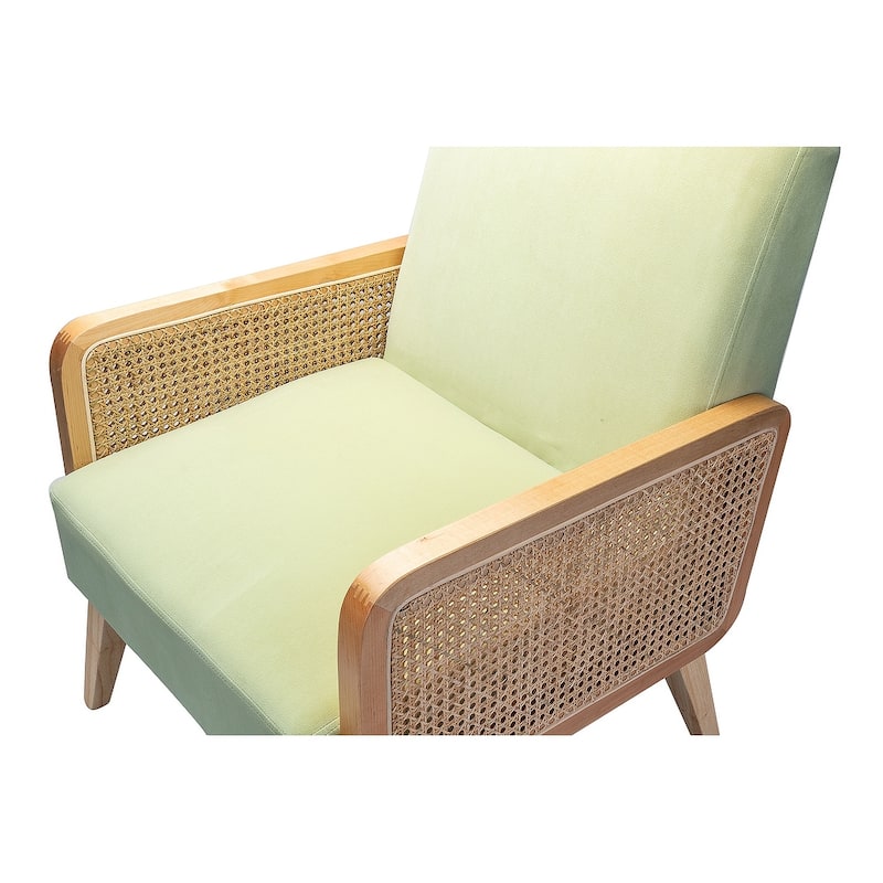 Carmina Upholstered Accent Chair with Natural Rattan Arms by HULALA HOME