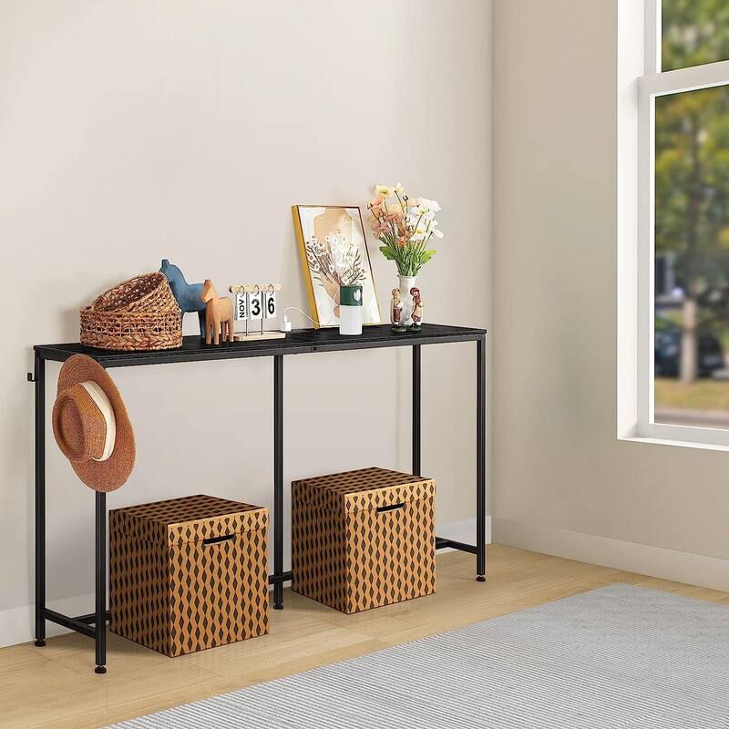 63 inch Console Table with Charging Station - Black