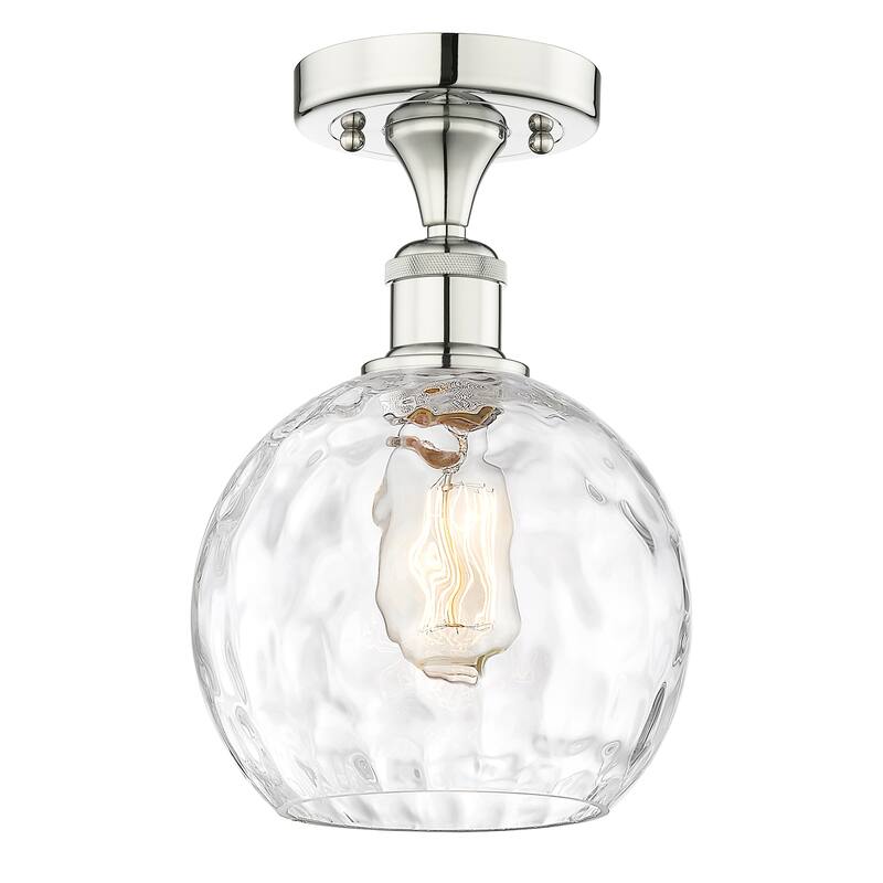 Innovations Lighting Edison Athens Water Glass - 1 Light 8" Semi-Flush Mount - Clear Water Glass/Polished Nickel