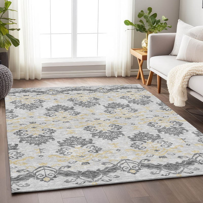 Premium Washable Super Soft Global Chic Mayfield Rug - Charcoal - 5' x 7' 6"