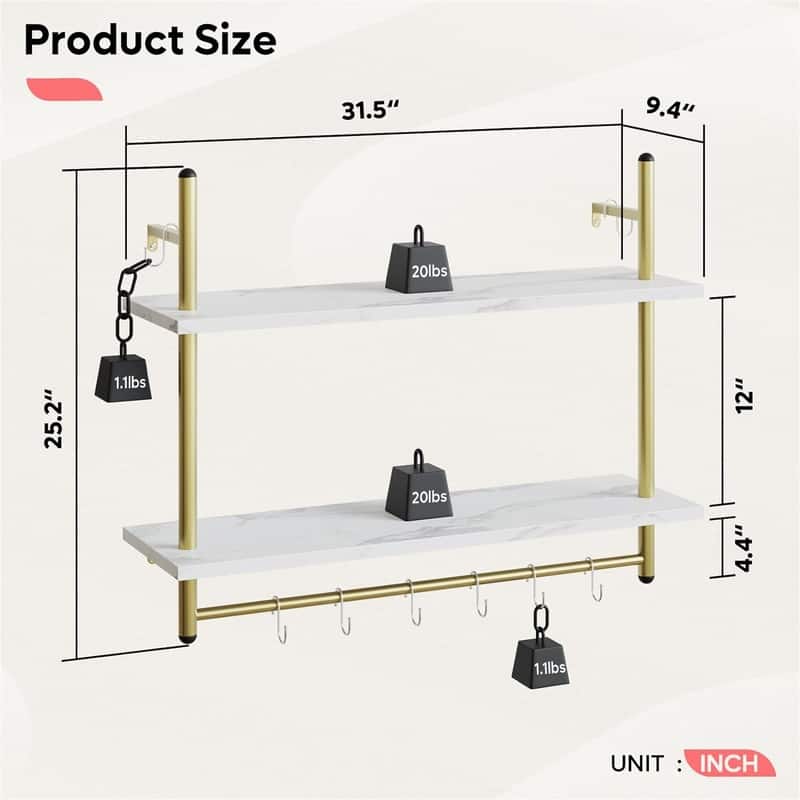 Bestier Pipe Shelf Industrial Floating Shelving