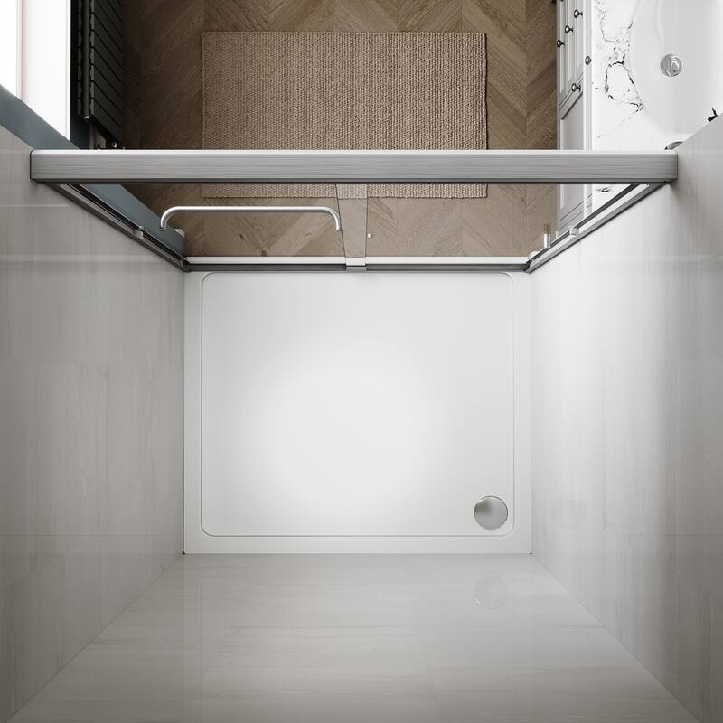 Elegant Double Sliding Shower Door 46.5 in.- 48 in. W x 72 in. H in Brushed Nickel Finish