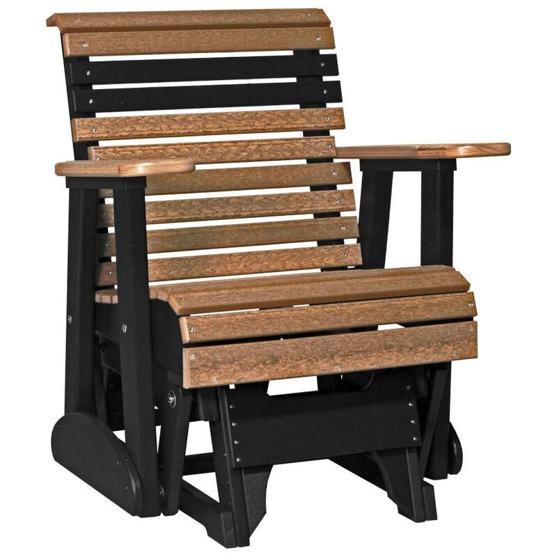 Poly Lumber Plain Rollback Patio Glider - 2' - Antique Mahogany Woodgrain & Black