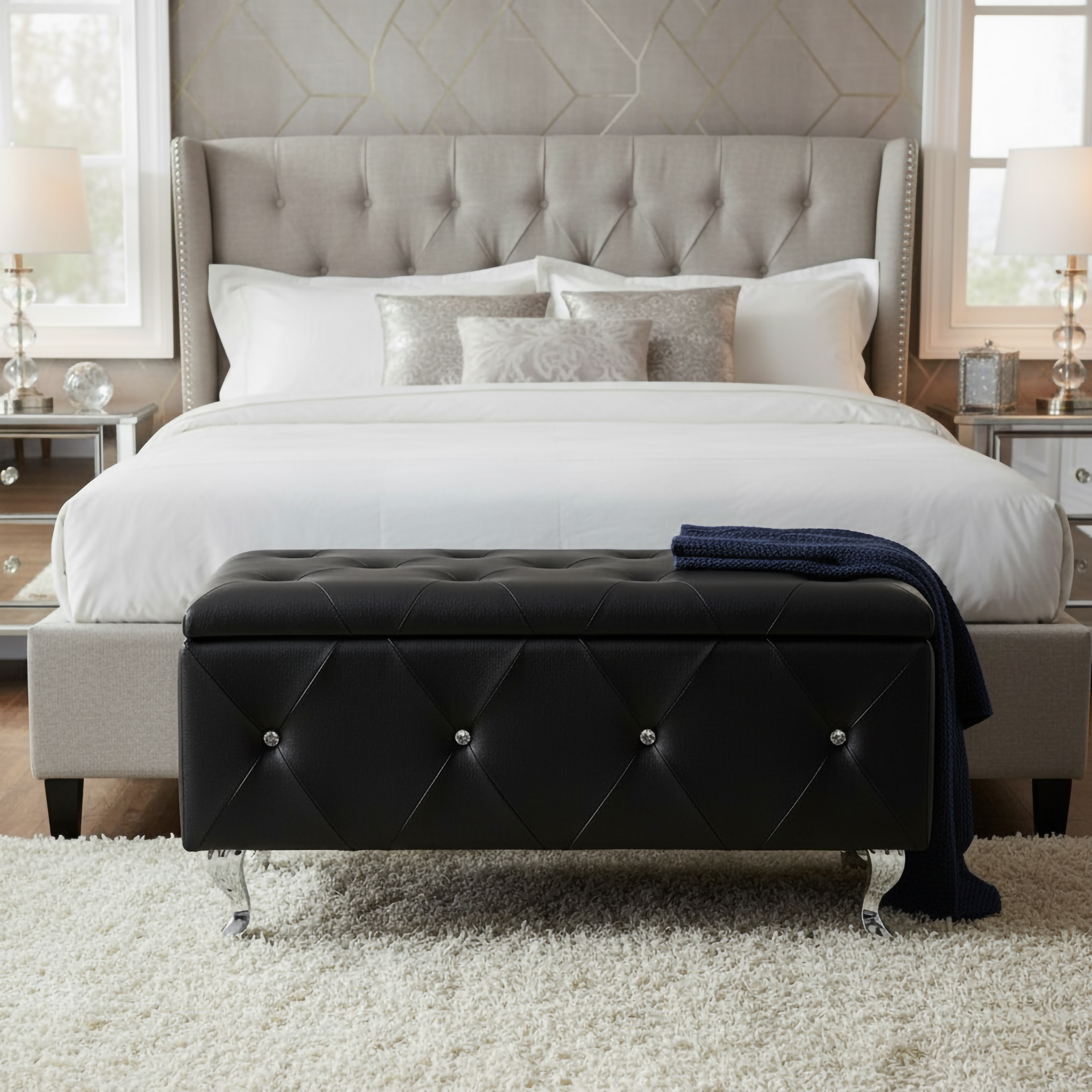 Upholstered Tufted Storage Bench