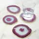 Modern Home Set of 4 Natural Agate Stone Coasters - Pink/Gold