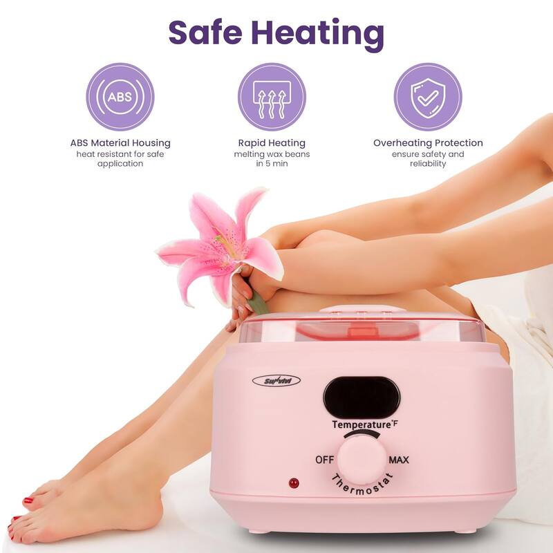 Brazilian Wax Warmer Kit with 5 Hard Wax Beads & Digital Display - For Full Body, Face, Bikini, Sensitive Skin