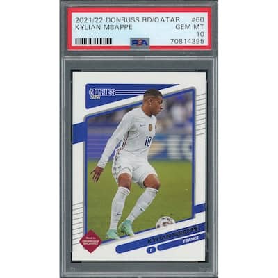 Kylian Mbappe 2021-22 Panini Donruss Qatar World Cup Card #60 Graded PSA 10 - 8'6" x 11'6"