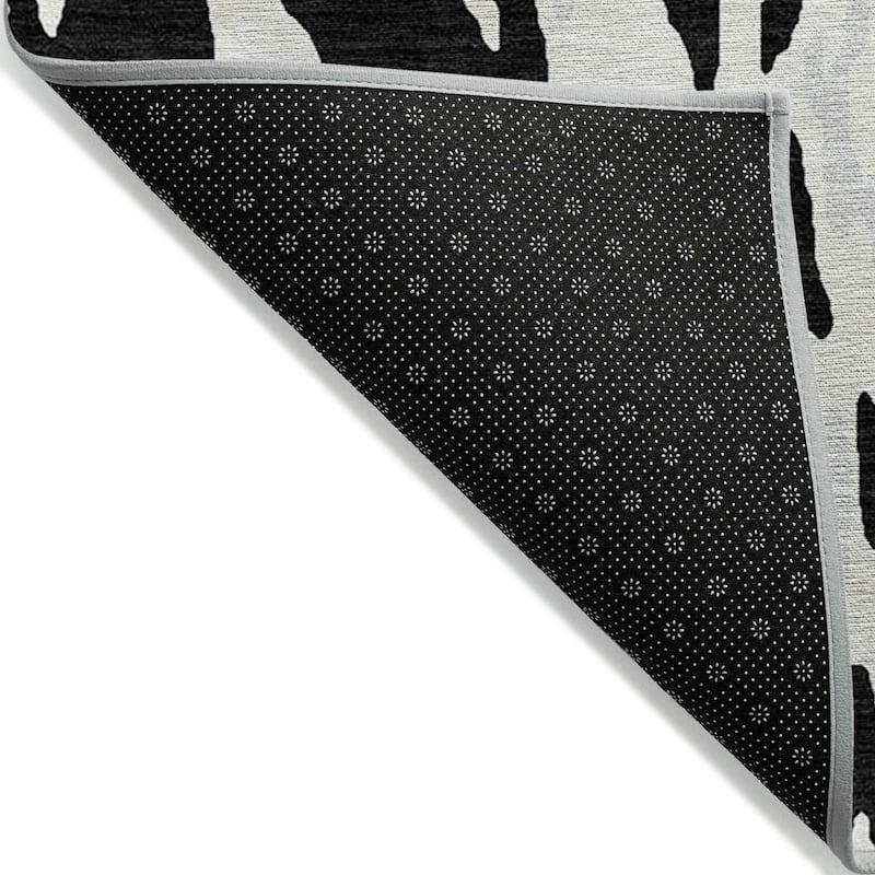 Machine Washable Indoor/ Outdoor Abstract Contemporary Chantille Rug