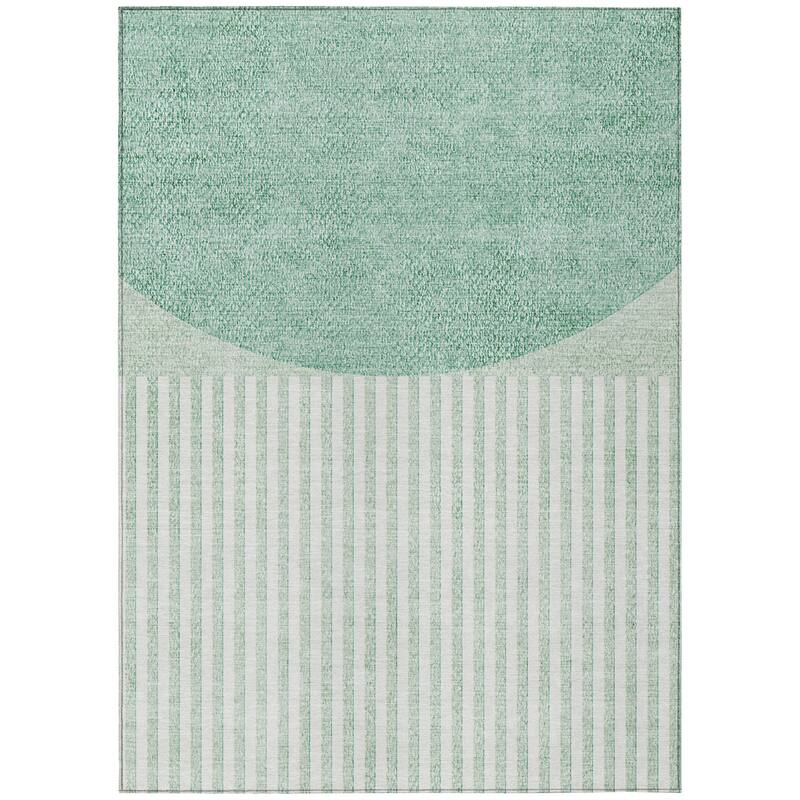 Machine Washable Indoor/Outdoor Contemporary Mod Chantille Rug