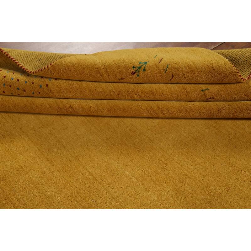 Tribal Yellow Gabbeh Indian Rug Hand-Knotted Oriental Wool Carpet - 8'4"x 10'0"