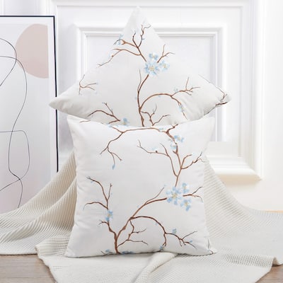 Embroidery Canvas Pillow Shell 2 Piece Set, Cherry Blossom, NO INSERT