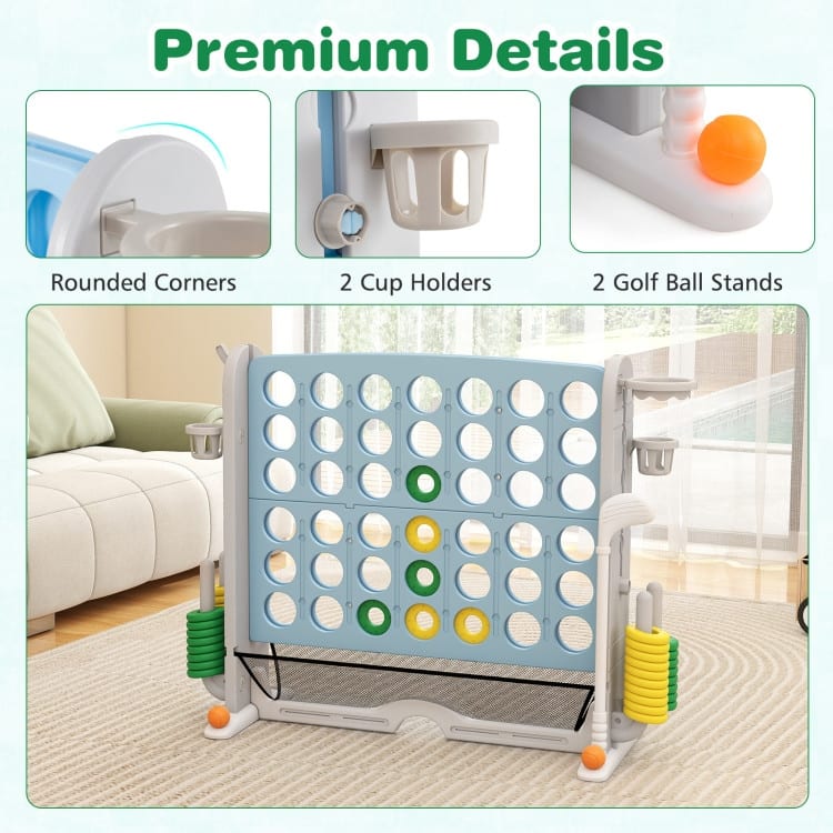 PE PP PVC 4-in-1 Jumbo Game Set with Adjustable Height and Cup Holders - 40.5" x 15.5" x 32.5"-38.5"