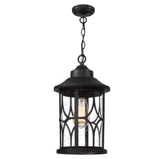 15 Inch Outdoor Pendant Light Fixture with Seeded Glass