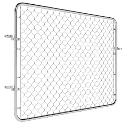 Silver Galvanized Steel Garden Gate with Latch and Hinges for Outdoor Fence Openings - 26"-47.2" W x 70.9" H