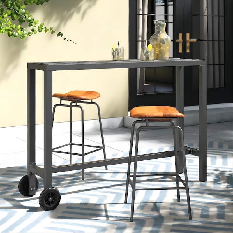 Moasis Patio Metal Counter Table Bar Table with Wheels (Table Only)